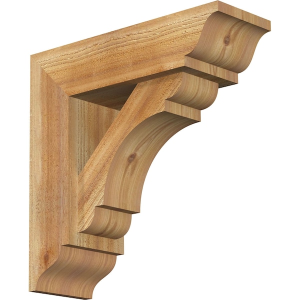 Ekena Millwork Olympic Traditional Rough Sawn Bracket w/ Offset Brace, Western Red Cedar, 6"W x 18"D x 18"H BKT0604X18X18OLY01RWR - main